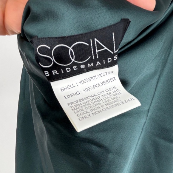 Social Bridesmaid Womens XS Asymmetrical One-Shoulder Cowl Maxi Slip Dress Green - Picture 5 of 11